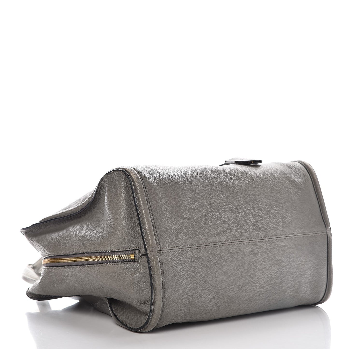 Pebbled Calfskin Large Skull Padlock Zip Around Tote Dark Grey