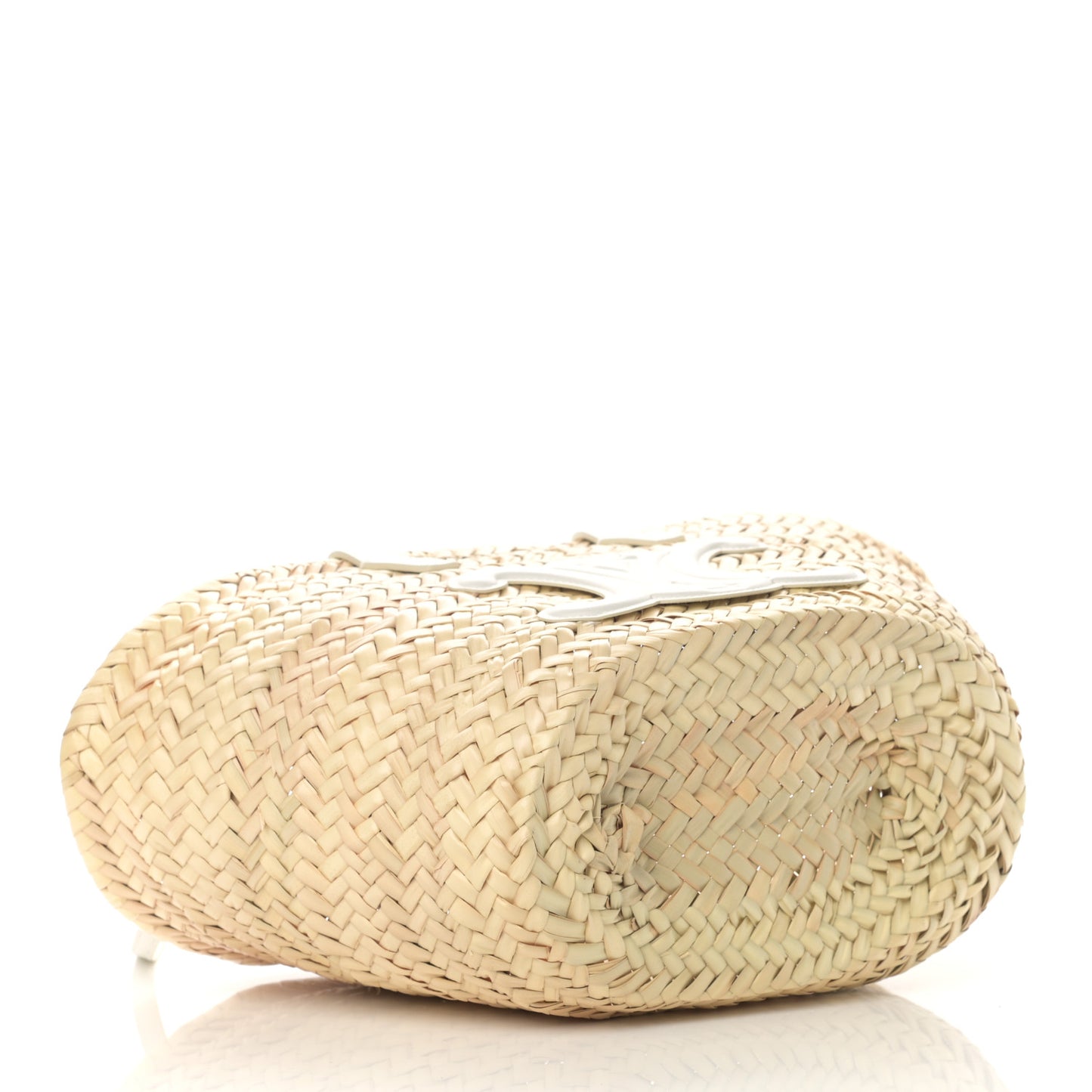 Raffia Calfskin Triomphe Teen Panier White