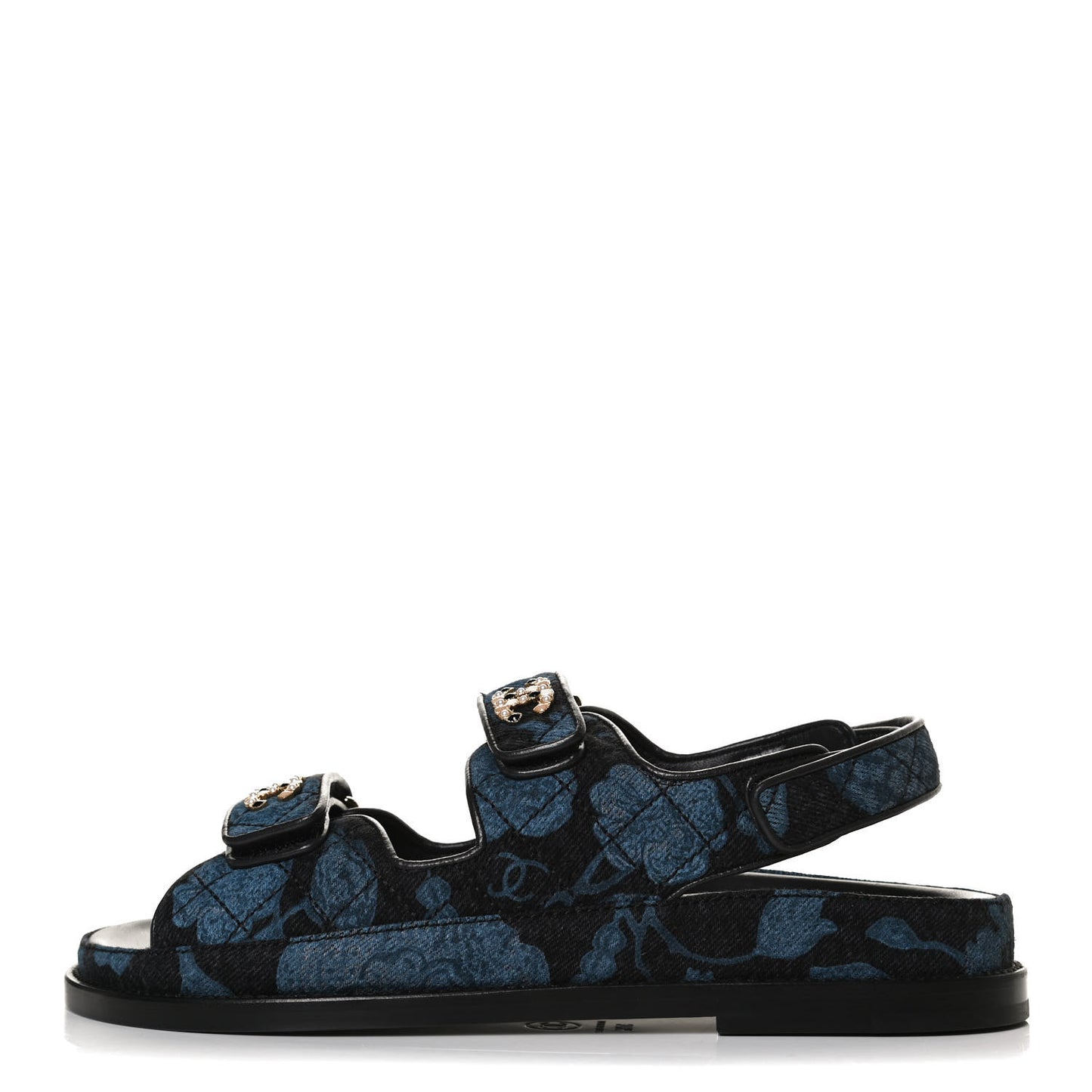 Denim Velcro Dad Sandals 37.5 Dark Grey Blue Black