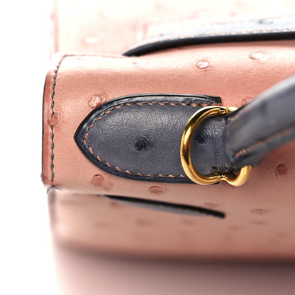 Hermes Ostrich Horseshoe Kelly Sellier 28 Terre Cuite Gris Agate 13 of 39