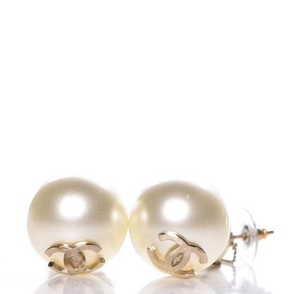 Chanel Pearl CC Drop Earrings Gold 4 of 5