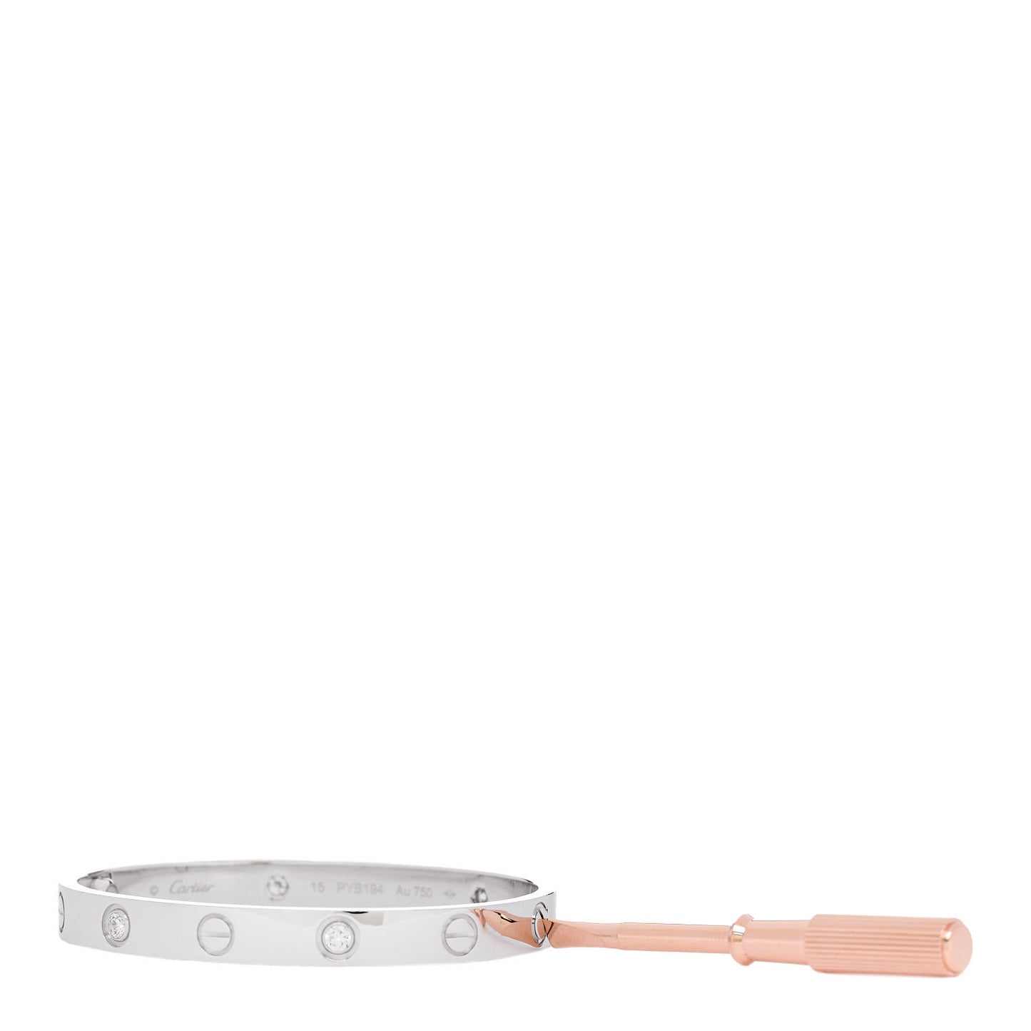 18K White Gold 4 Diamond Love Bracelet 15