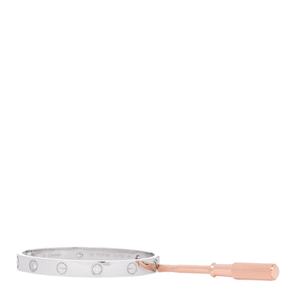 Cartier 18K White Gold 4 Diamond Love Bracelet 15 4 of 11