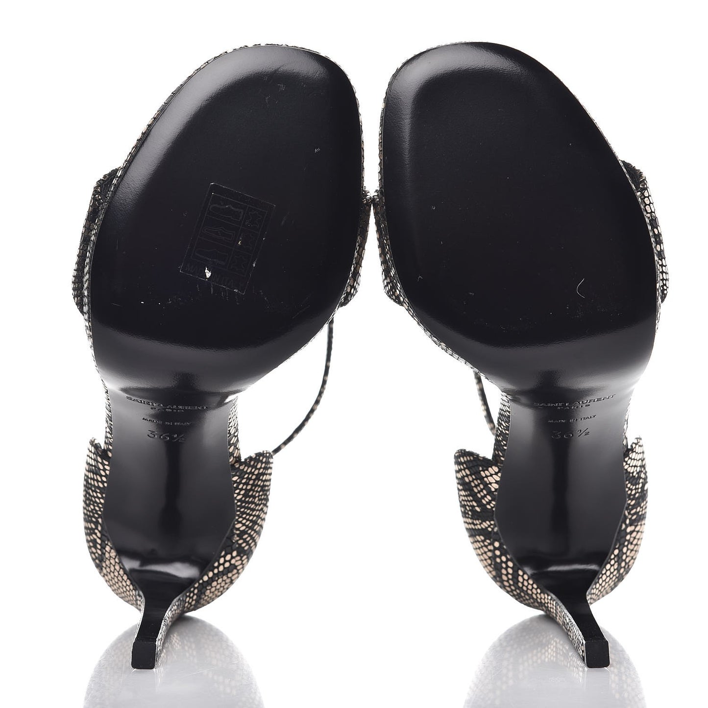 Metallic Python Calfskin Embossed Disco Jane 105 Ankle Strap Sandals 36.5 Black Gold