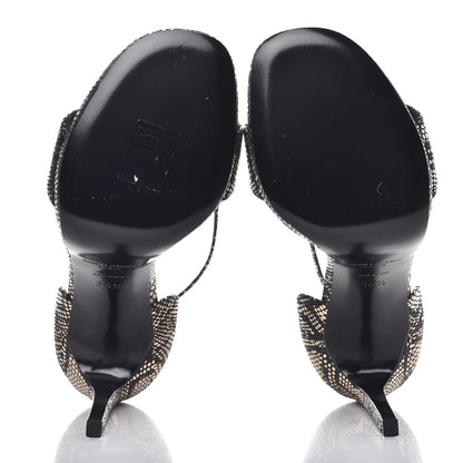 Saint Laurent Metallic Python Calfskin Embossed Disco Jane 105 Ankle Strap Sandals 36.5 Black Gold 4 of 8