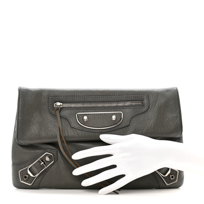 Balenciaga Chevre Silver Metallic Edge Hardware Envelope Clutch Gris Acier 3 of 16