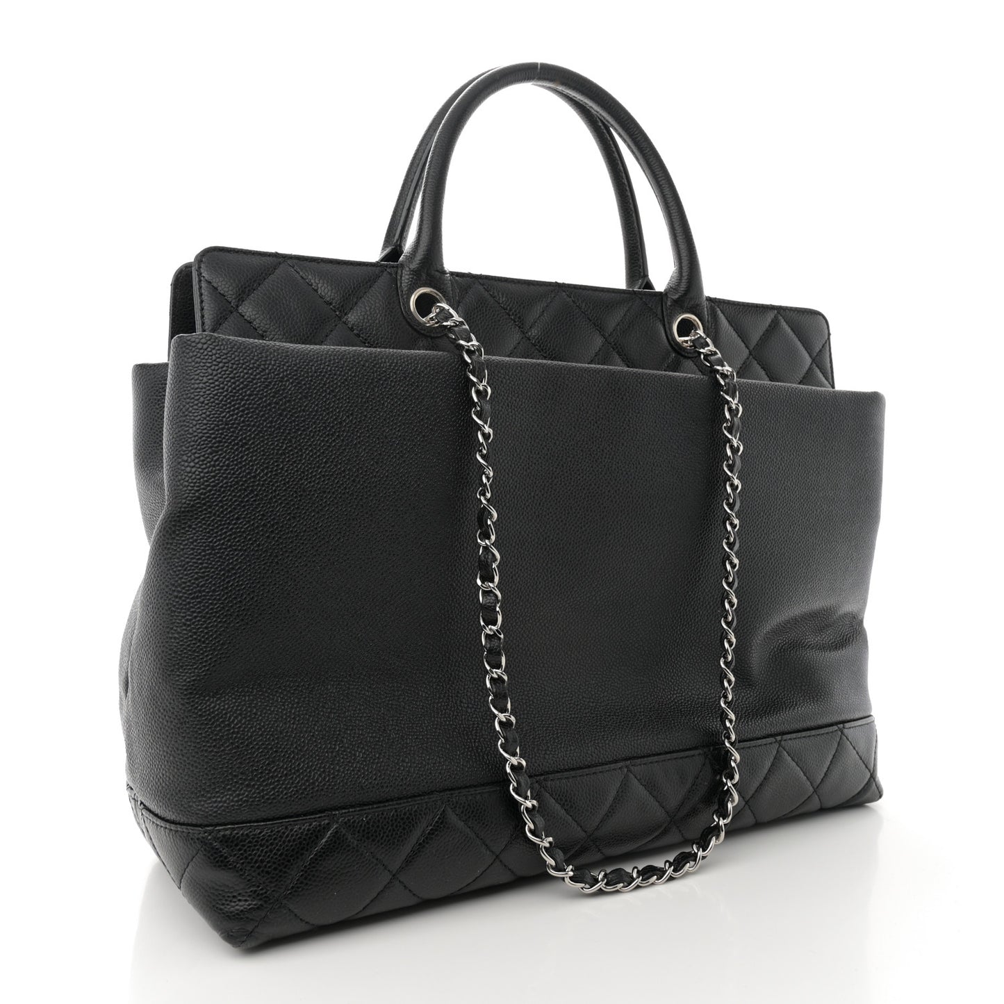 Caviar Large Soft CC Top Handle Tote Black