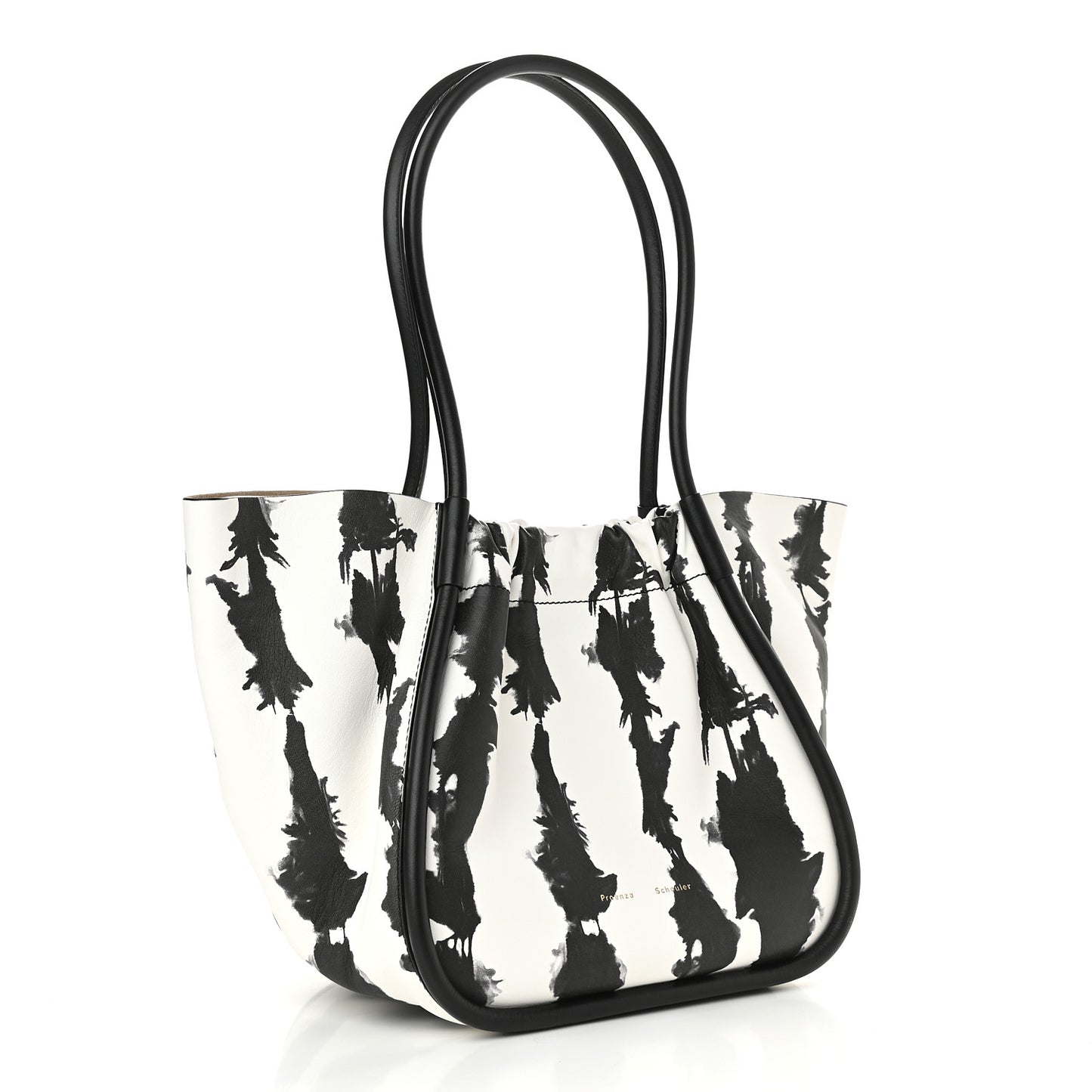 Lambskin Tie Dye XL Ruched Tote Optic White Black