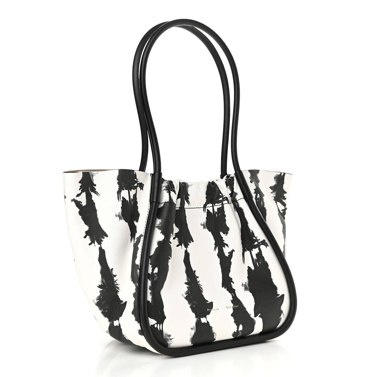 Proenza Schouler Lambskin Tie Dye XL Ruched Tote Optic White Black 4 of 9
