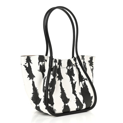 Proenza Schouler Lambskin Tie Dye XL Ruched Tote Optic White Black 4 of 9