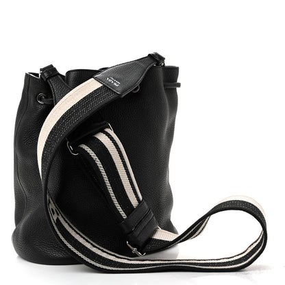 Prada Vitello Daino Soft Drawstring Bucket Bag Black 3 of 9