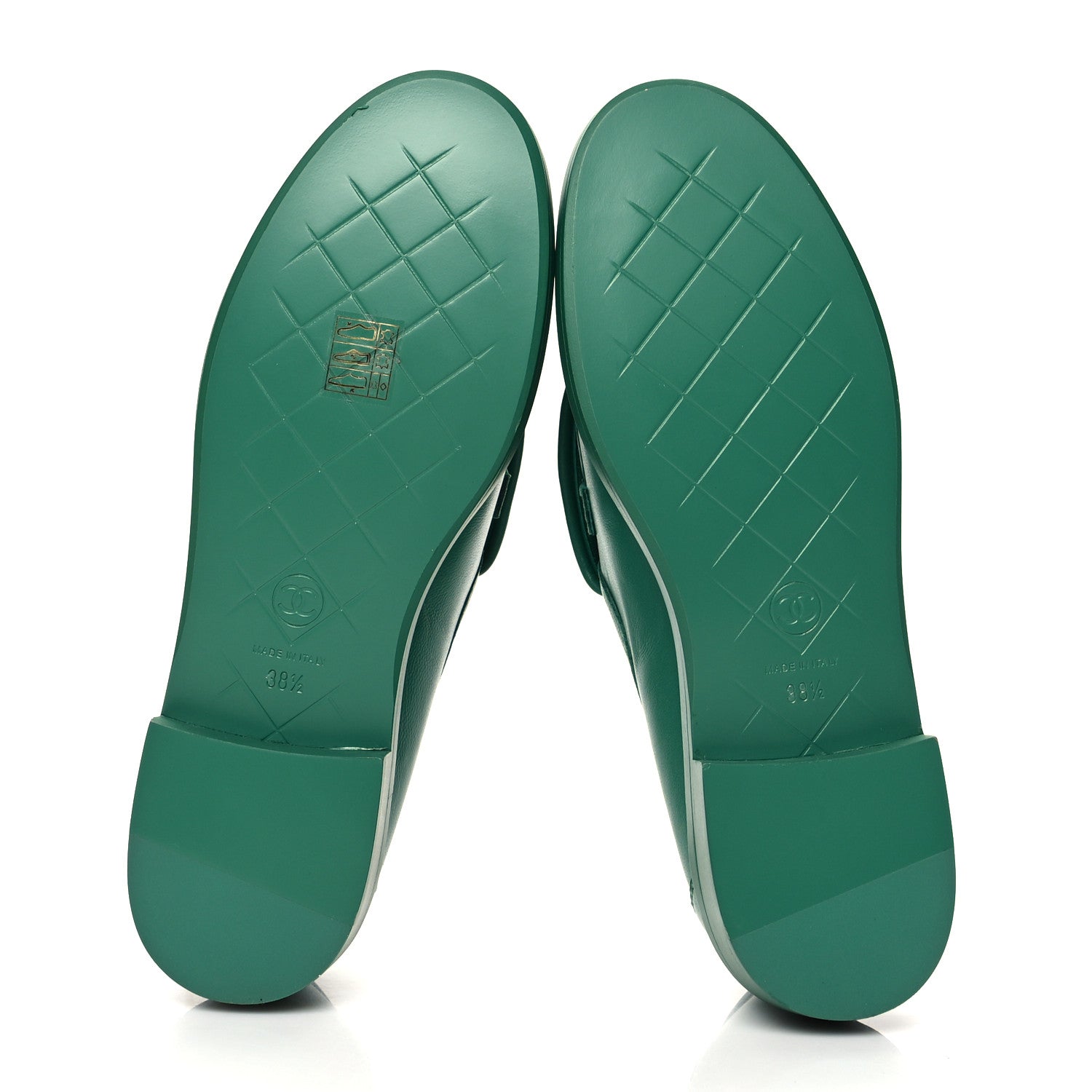 Chanel Lambskin Quilted CC Turnlock Loafers 38.5 Green 5 of 8