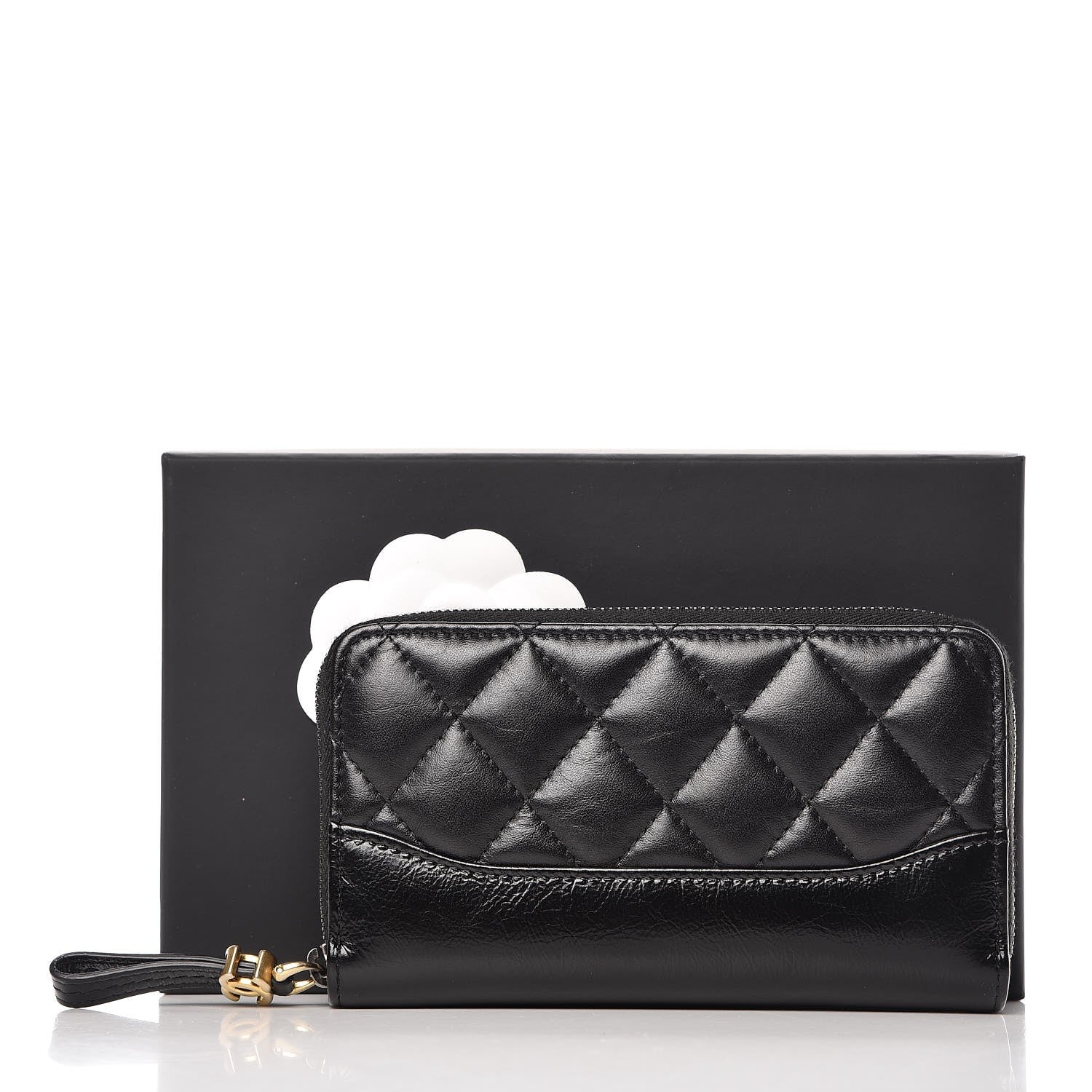 Chanel Aged Calfskin Quilted Small Gabrielle Zip Around Wallet Black 10 of 10
