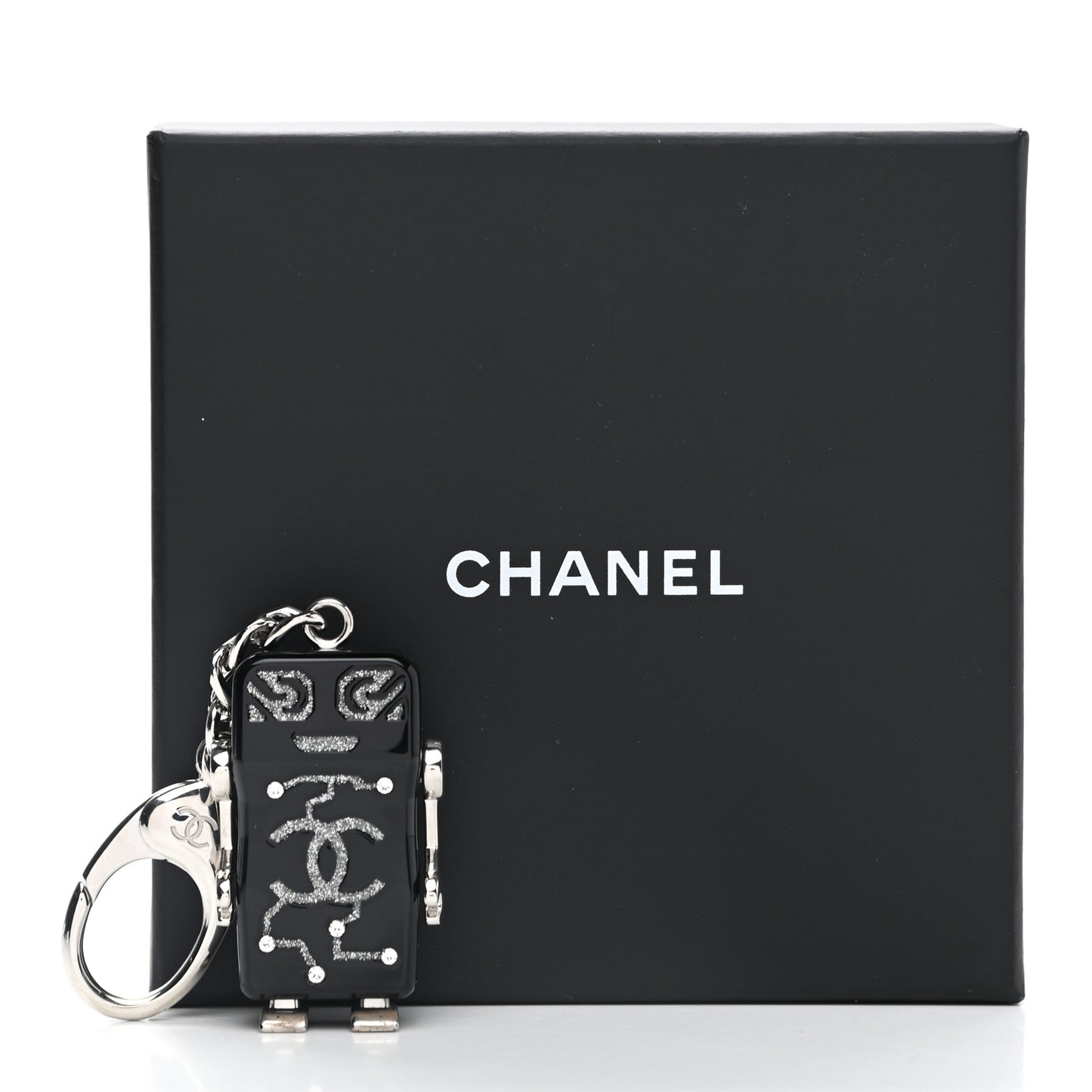 Resin Crystal CC Robot Bag Charm Black