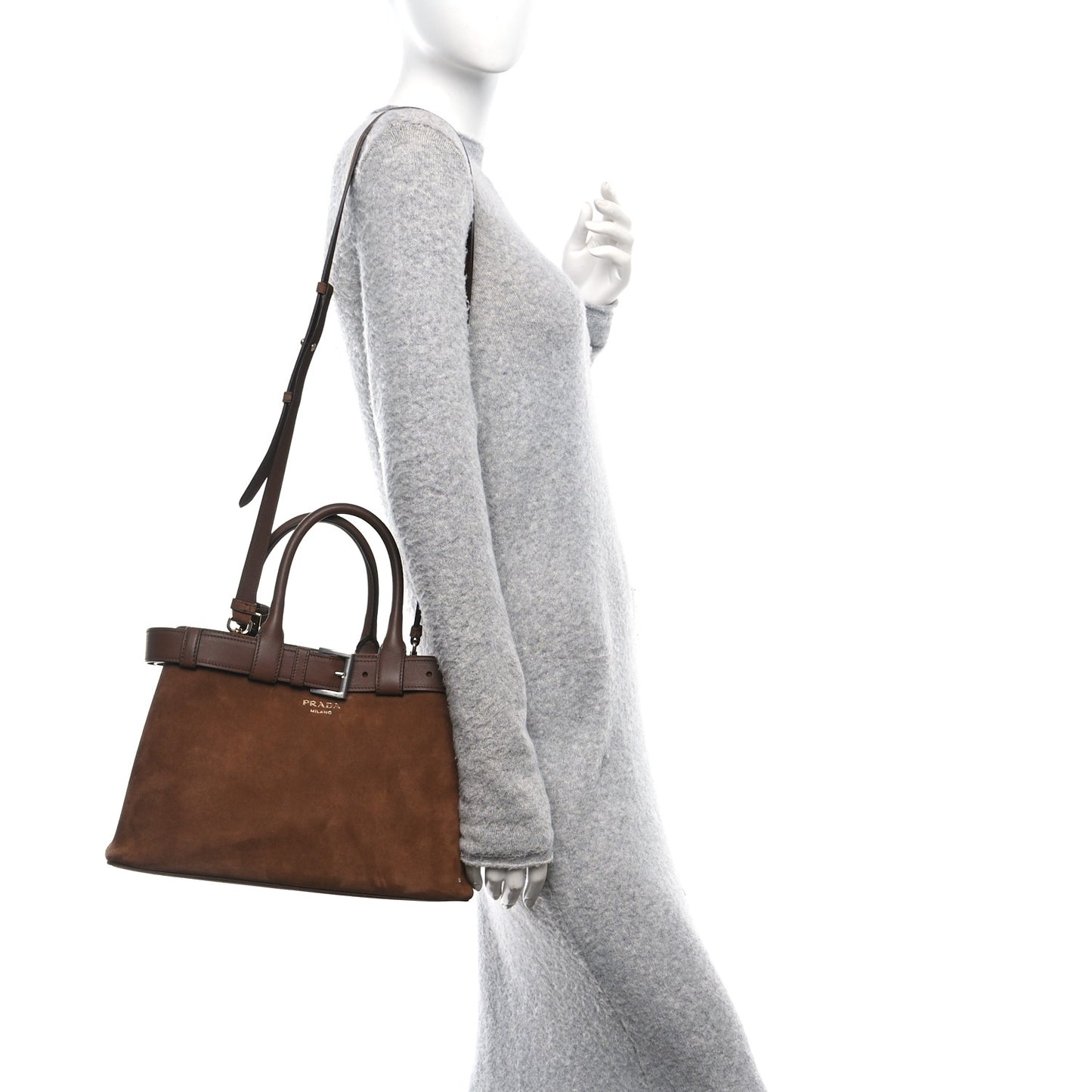 Scamosciato Small Buckle Bag With Belt Cocoa Brown