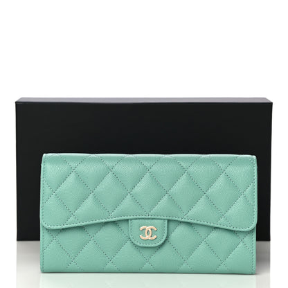 Chanel Caviar Quilted Large Gusset Flap Wallet Green 11 of 11