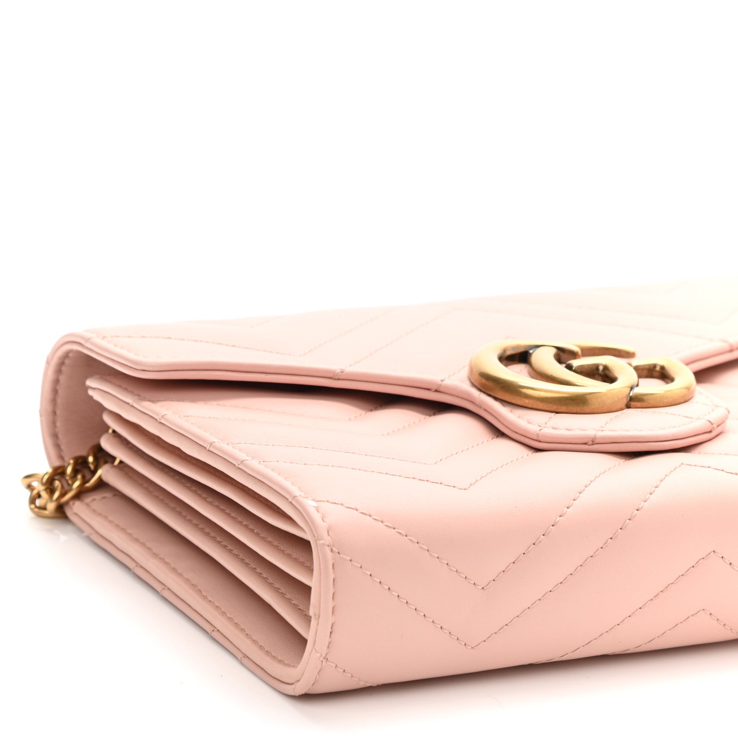 Gucci Calfskin Matelasse GG Marmont Chain Wallet Perfect Pink 9 of 11