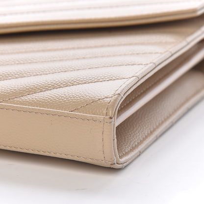 Saint Laurent Grain De Poudre Matelasse Chevron Monogram Chain Wallet Nude Powder 10 of 11
