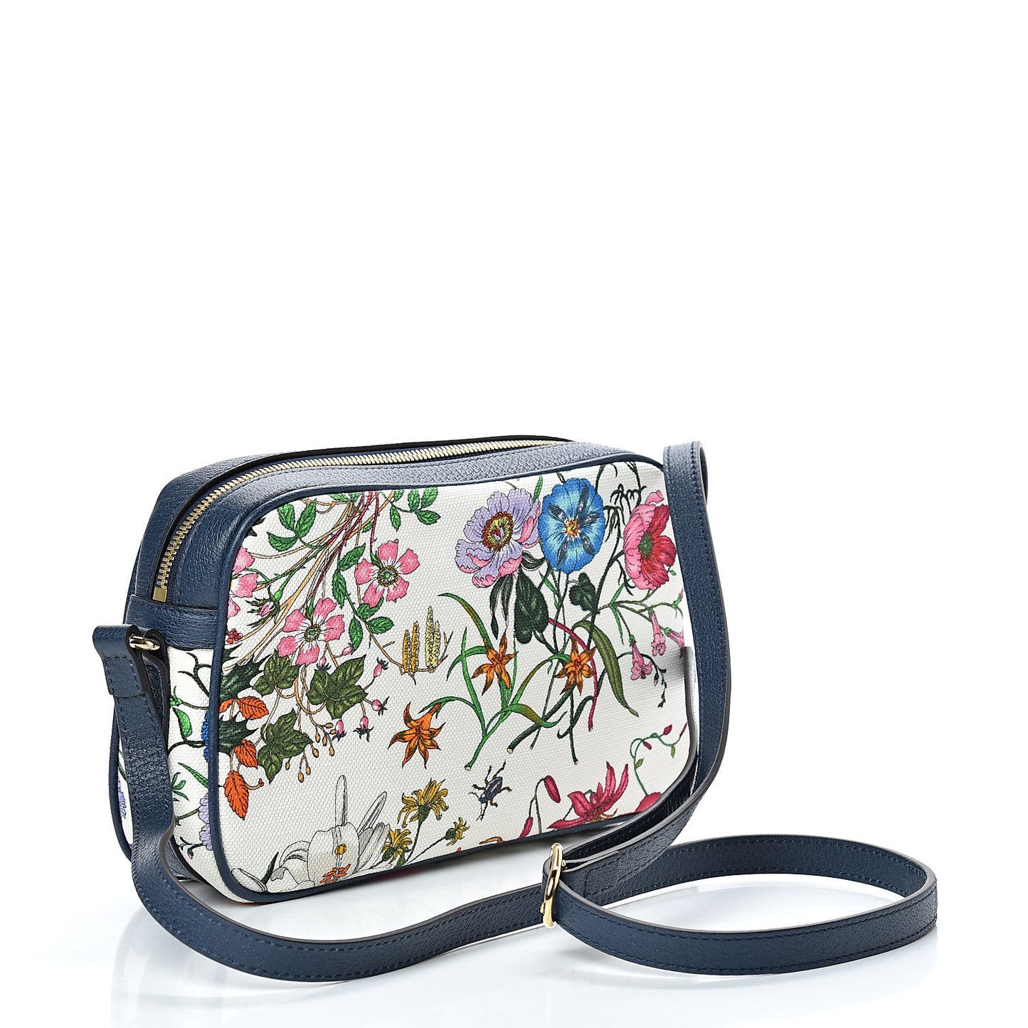 Canvas Flora Floral Shoulder Bag White Blue Agata Mulitcolor
