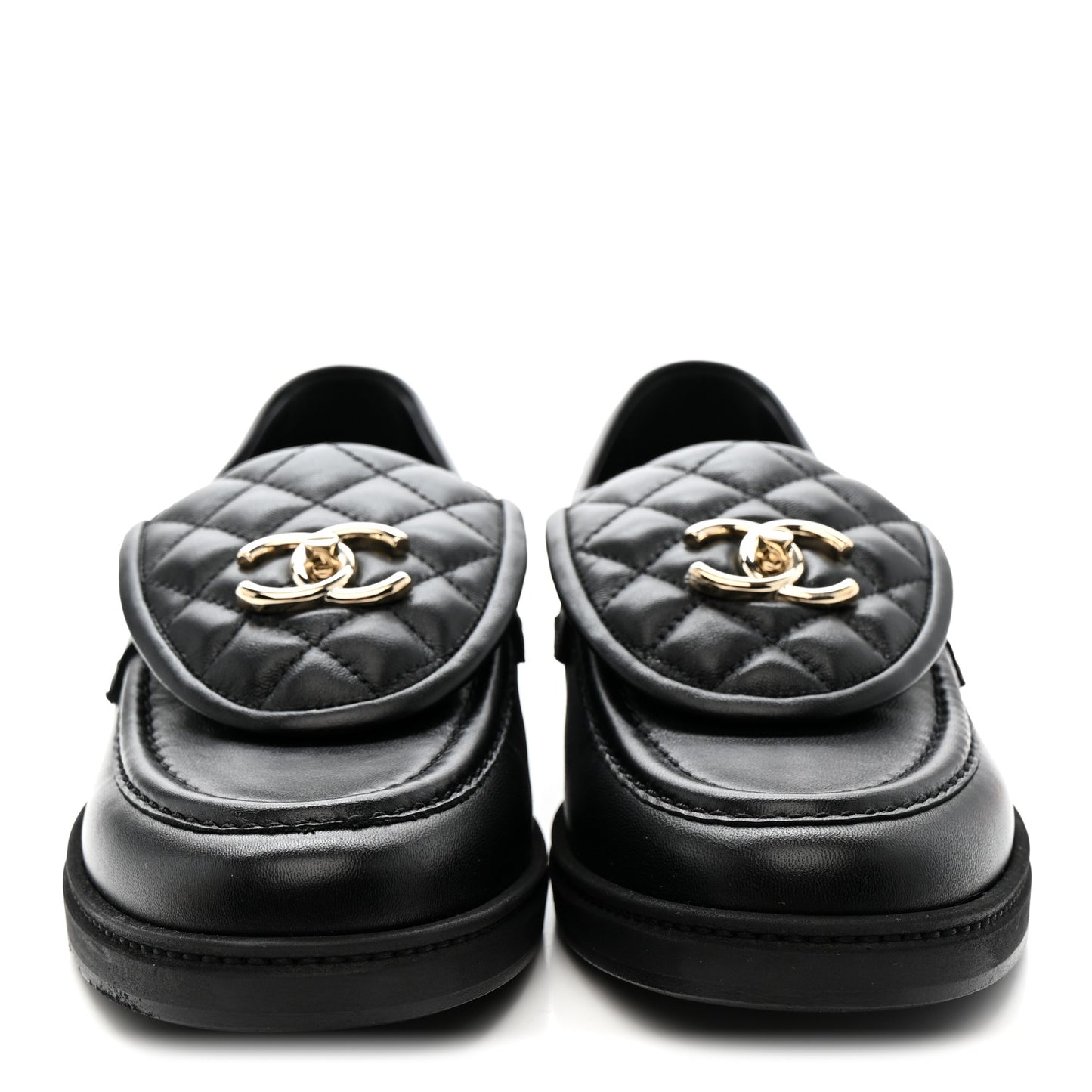 Lambskin Quilted CC Turnlock Loafers 39.5 Black