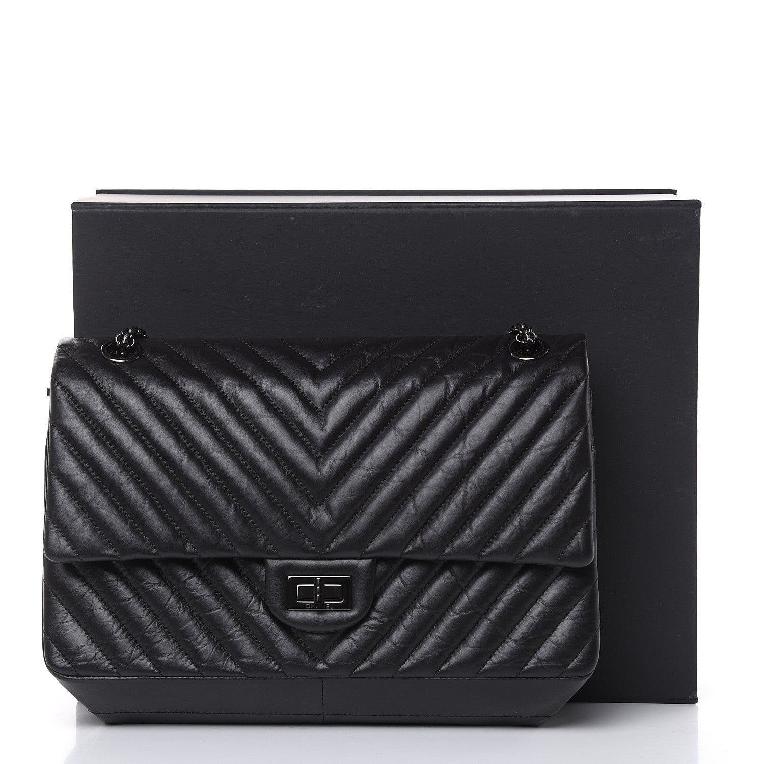 Chanel Aged Calfskin Chevron Quilted 2.55 Reissue 226 So Black 11 of 11