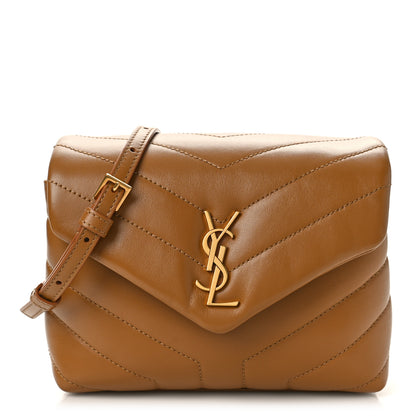 Saint Laurent Calfskin Y Quilted Monogram Toy Loulou Crossbody Bag Dark Natural 1 of 9