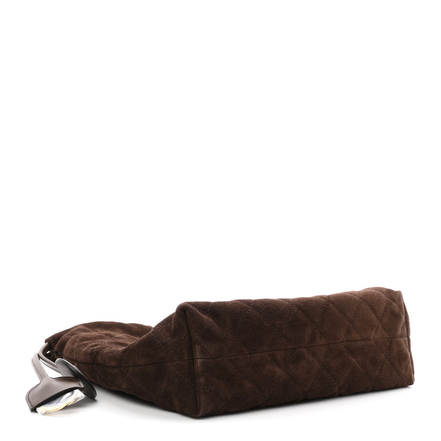 Suede Calfskin Lambskin Quilted Clutch With Strap Dark Brown