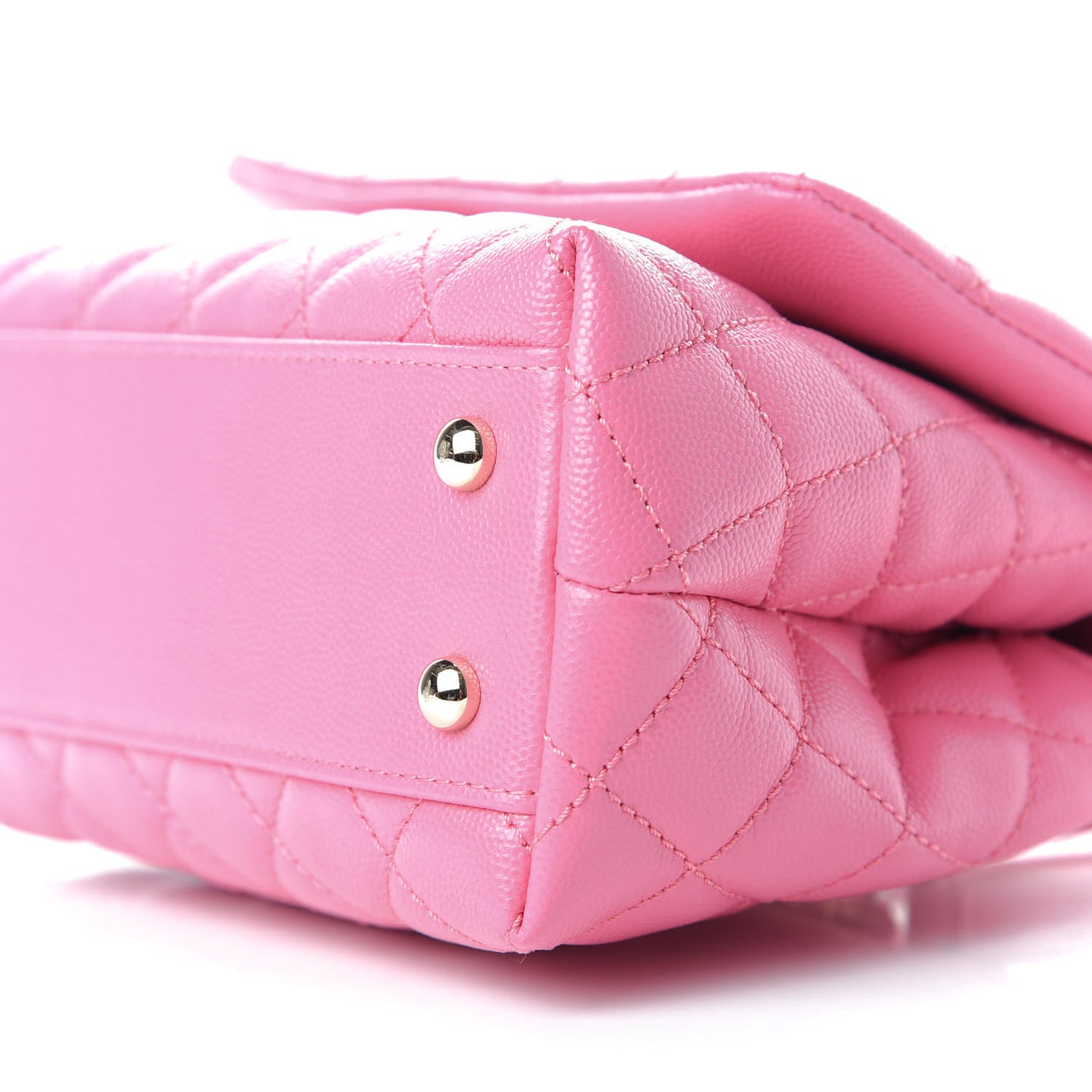 Caviar Lizard Embossed Quilted Mini Coco Handle Flap Pink