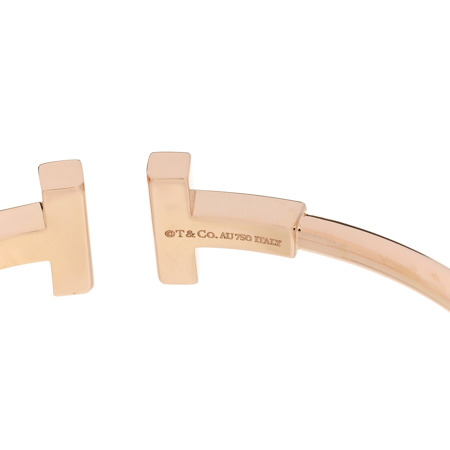 Tiffany 18K Rose Gold Diamond T Wire Bracelet 3 of 4