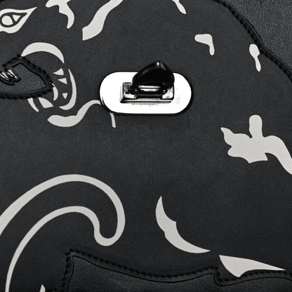 Valentino Garavani Calfskin Panther Medium Guitar Strap Rockstud Rolling Flap Saddle Bag Black 18 of 19