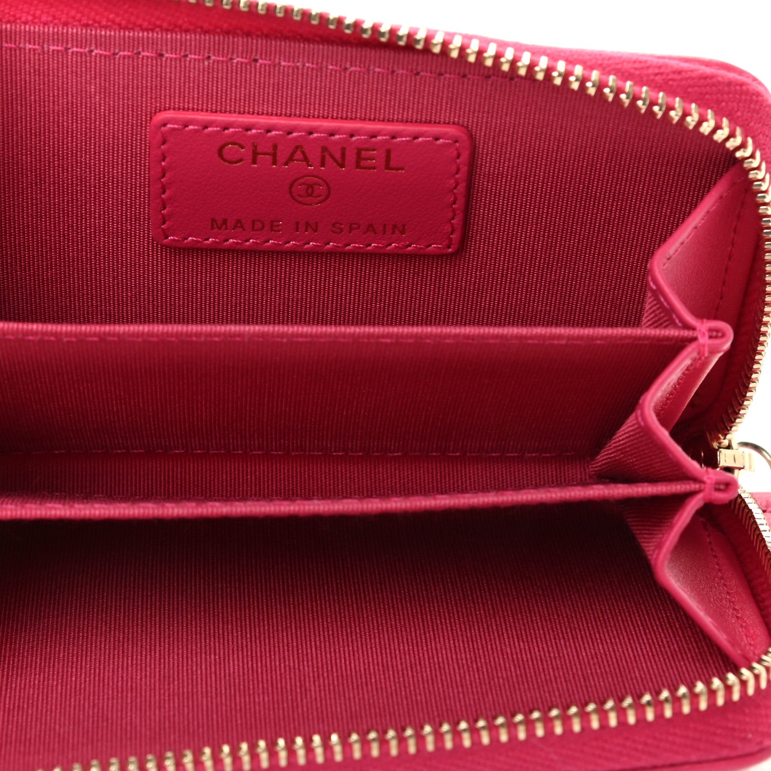 Chanel Shiny Goatskin Quilted 19 Zip Around Coin Purse Wallet Dark Pink 5 of 7