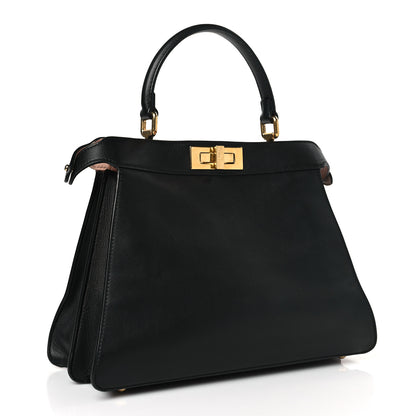 Fendi Vitello Seta Shiny Nappa Medium Peekaboo I SEE U Satchel Black Light Rose 3 of 9