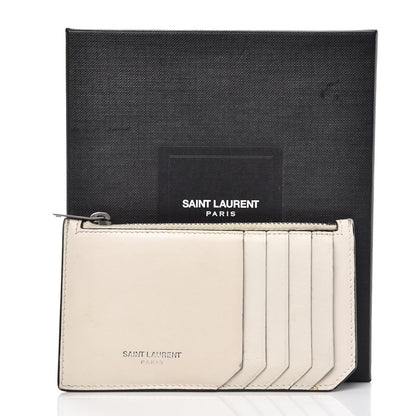 Saint Laurent Smooth Calfskin 5 Fragments Zip Pouch Card Holder Off White 6 of 8