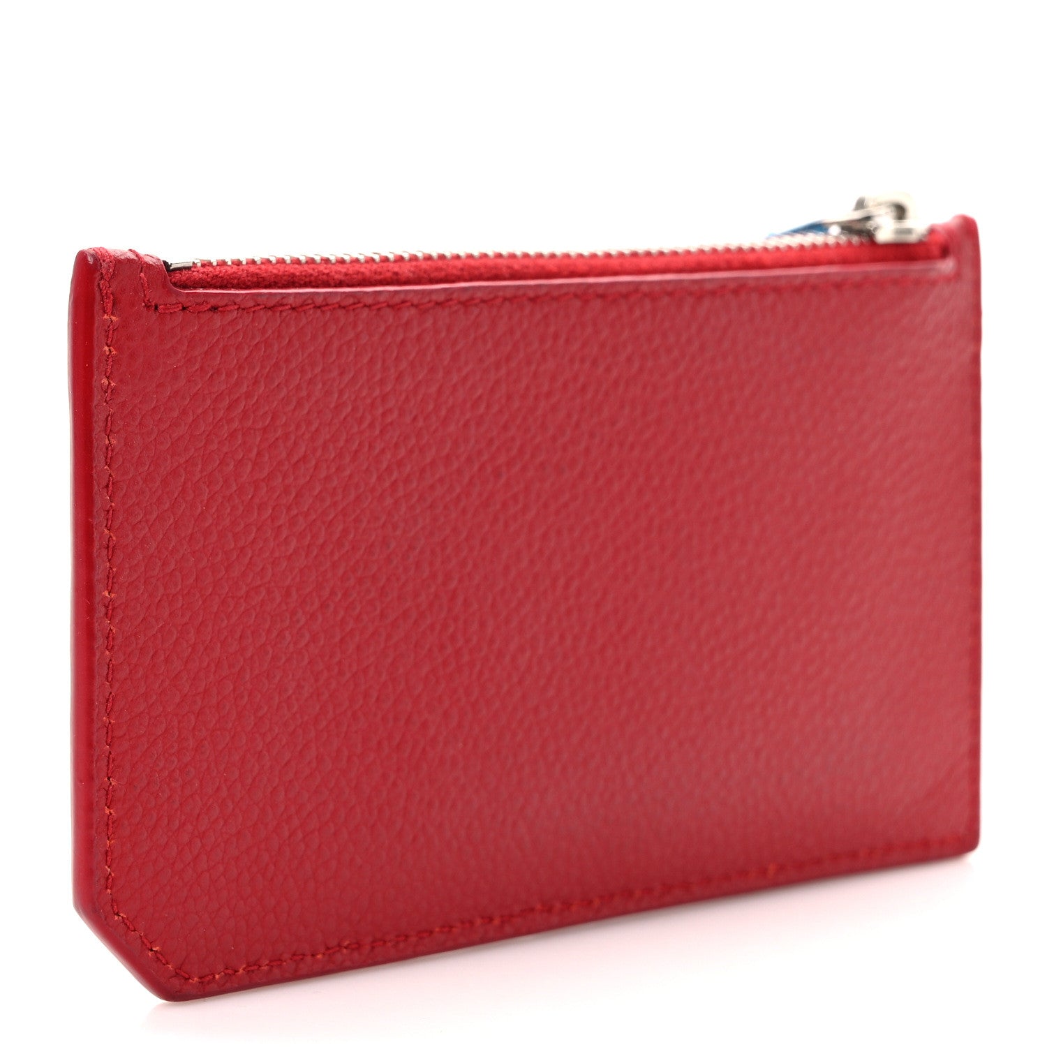 Saint Laurent Grained Calfskin 5 Fragments Zip Pouch Card Holder New Red 3 of 8