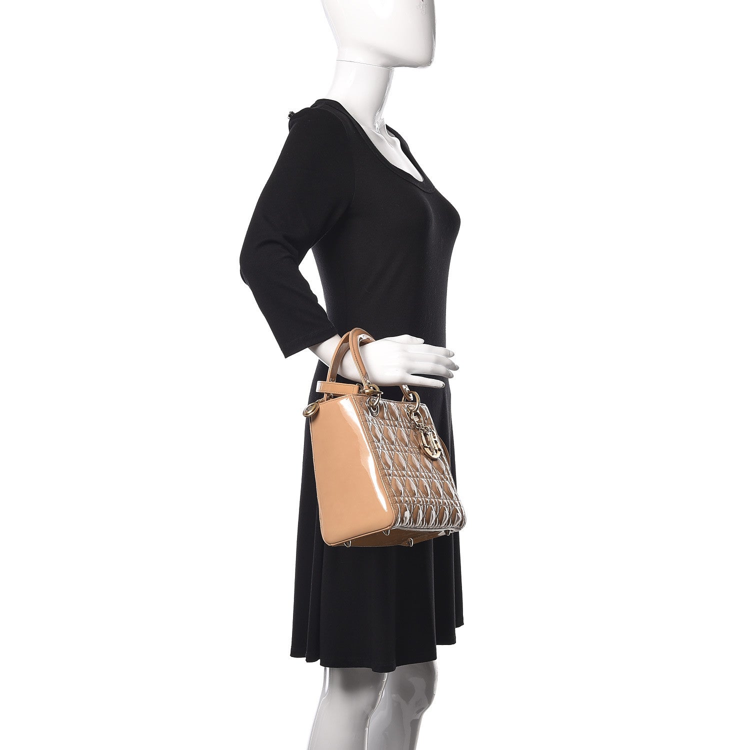 Christian Dior Patent Cannage Medium Lady Dior Beige 2 of 22