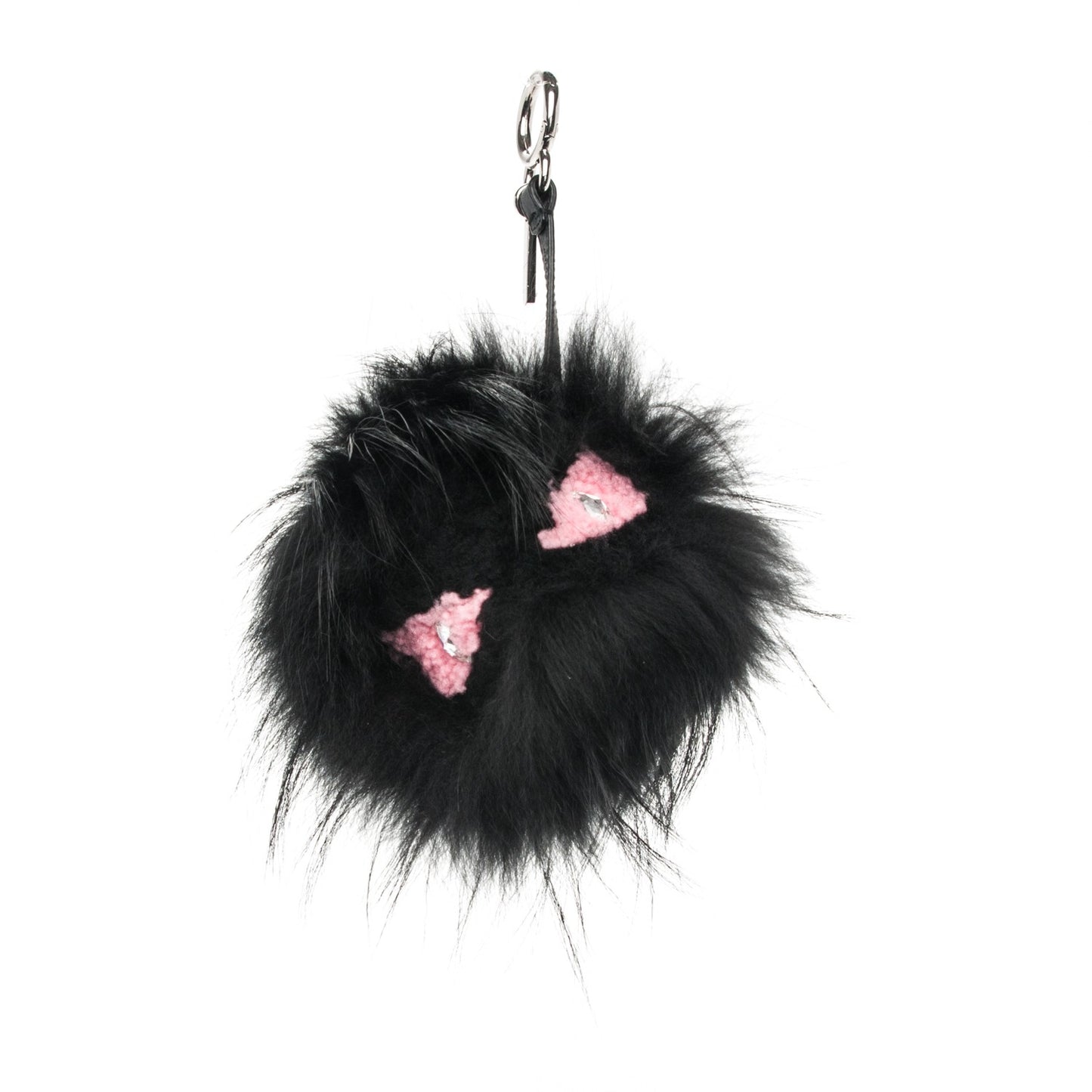 Fox Fur Shearling Crystal Pinky Punky Monster Bag Bug Charm Black Bubblegum