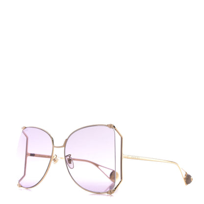 Gucci Metal Oversized Round Sunglasses GG0252S Gold Pink 1 of 7