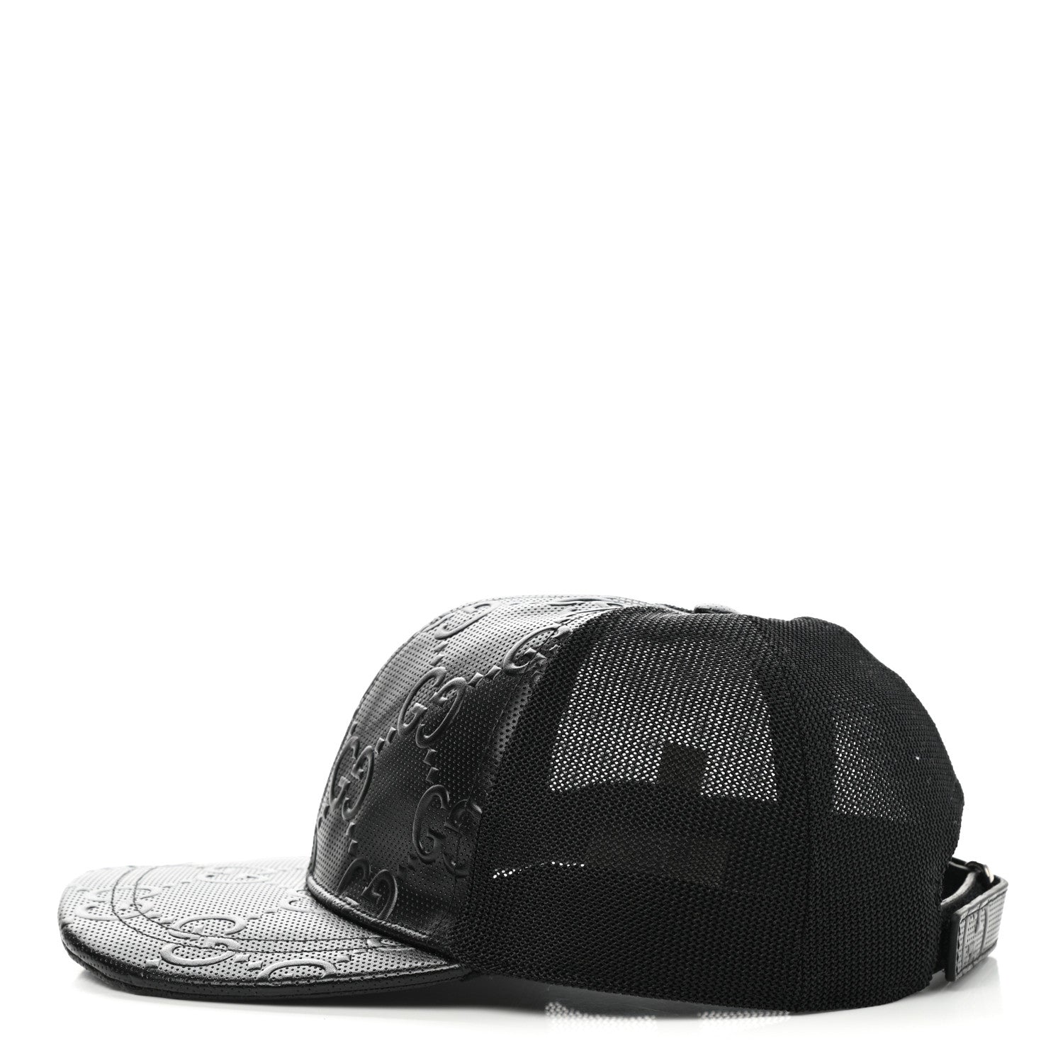 Gucci Calfskin Mesh GG Tennis Embossed Gary Baseball Hat M Black 4 of 10