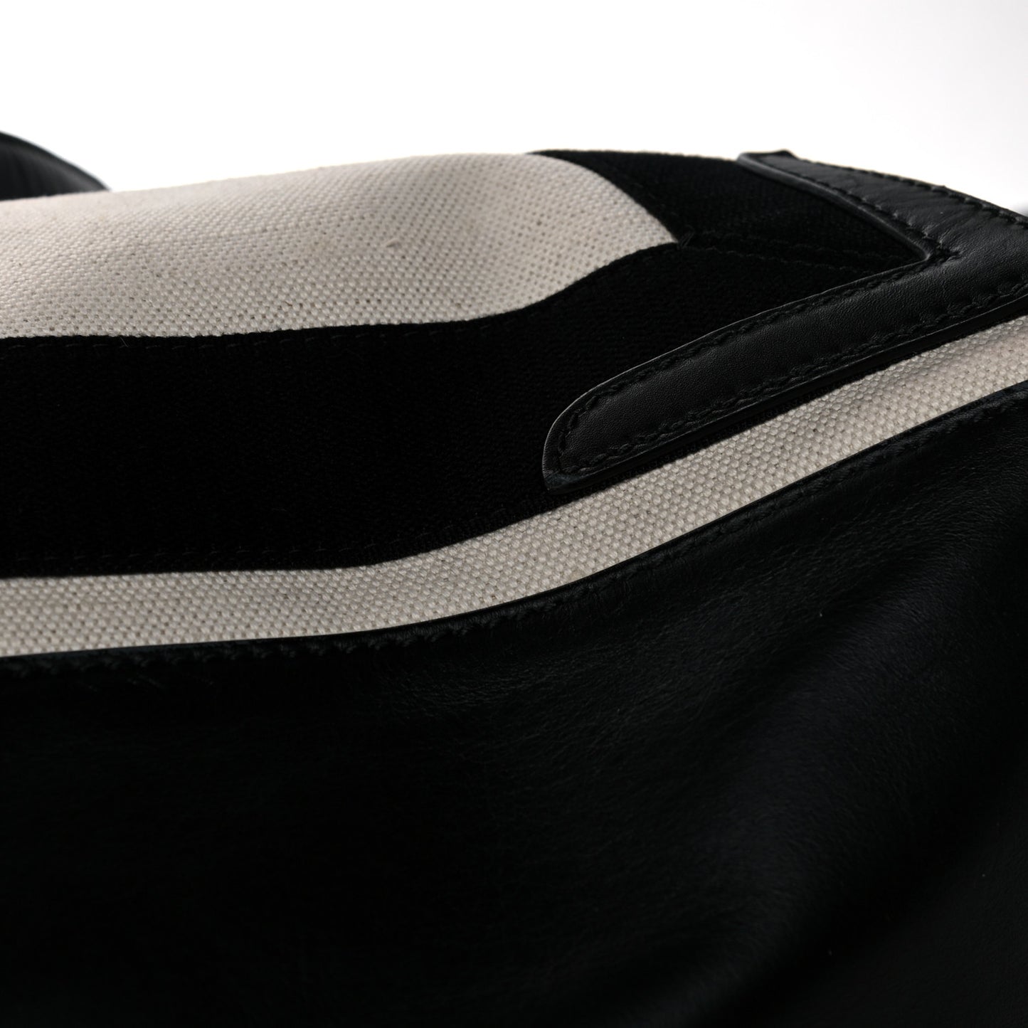 Cotton Canvas Calfskin M Navy Cabas Natural Black