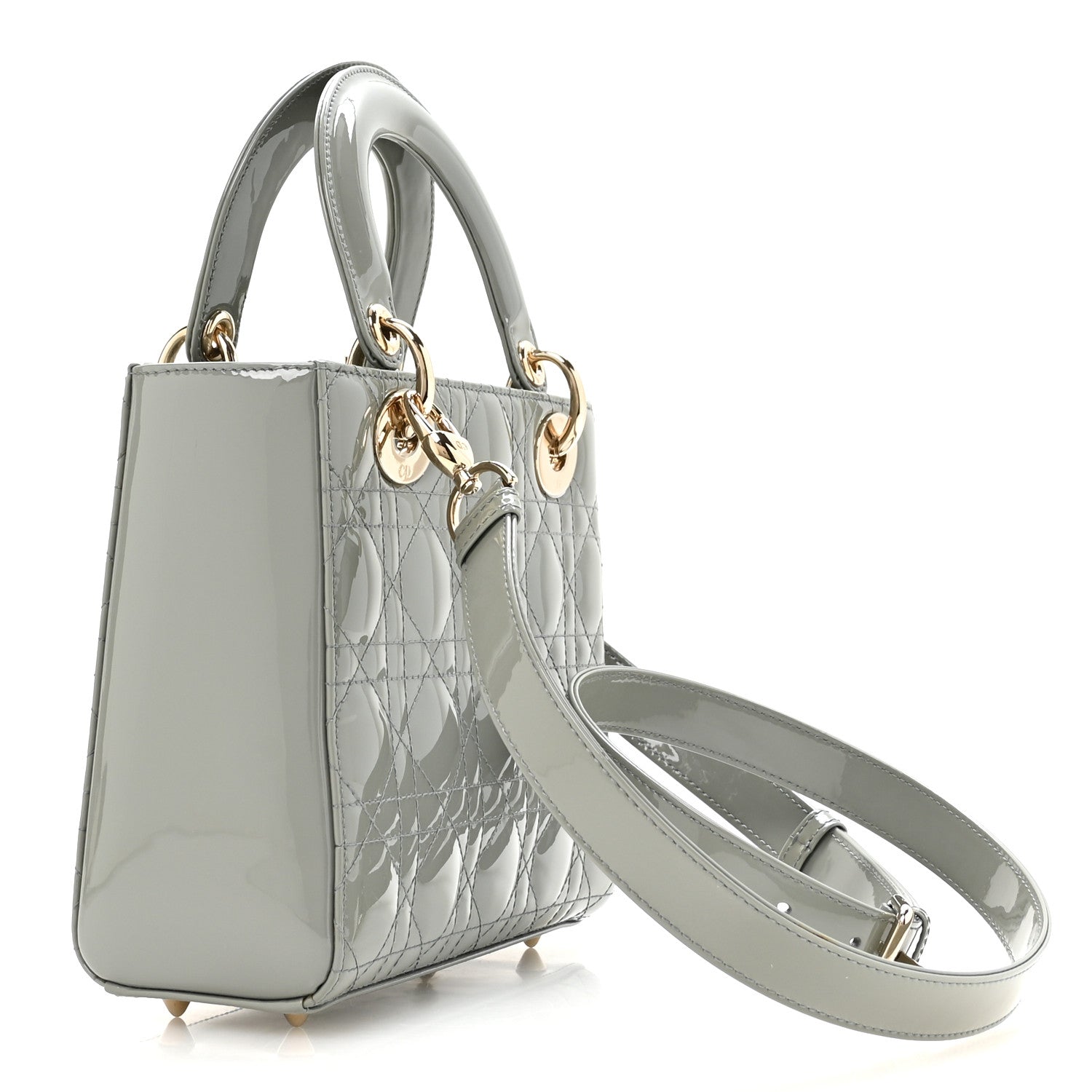 Christian Dior Patent Cannage Small Lady Dior Grey 2 of 9