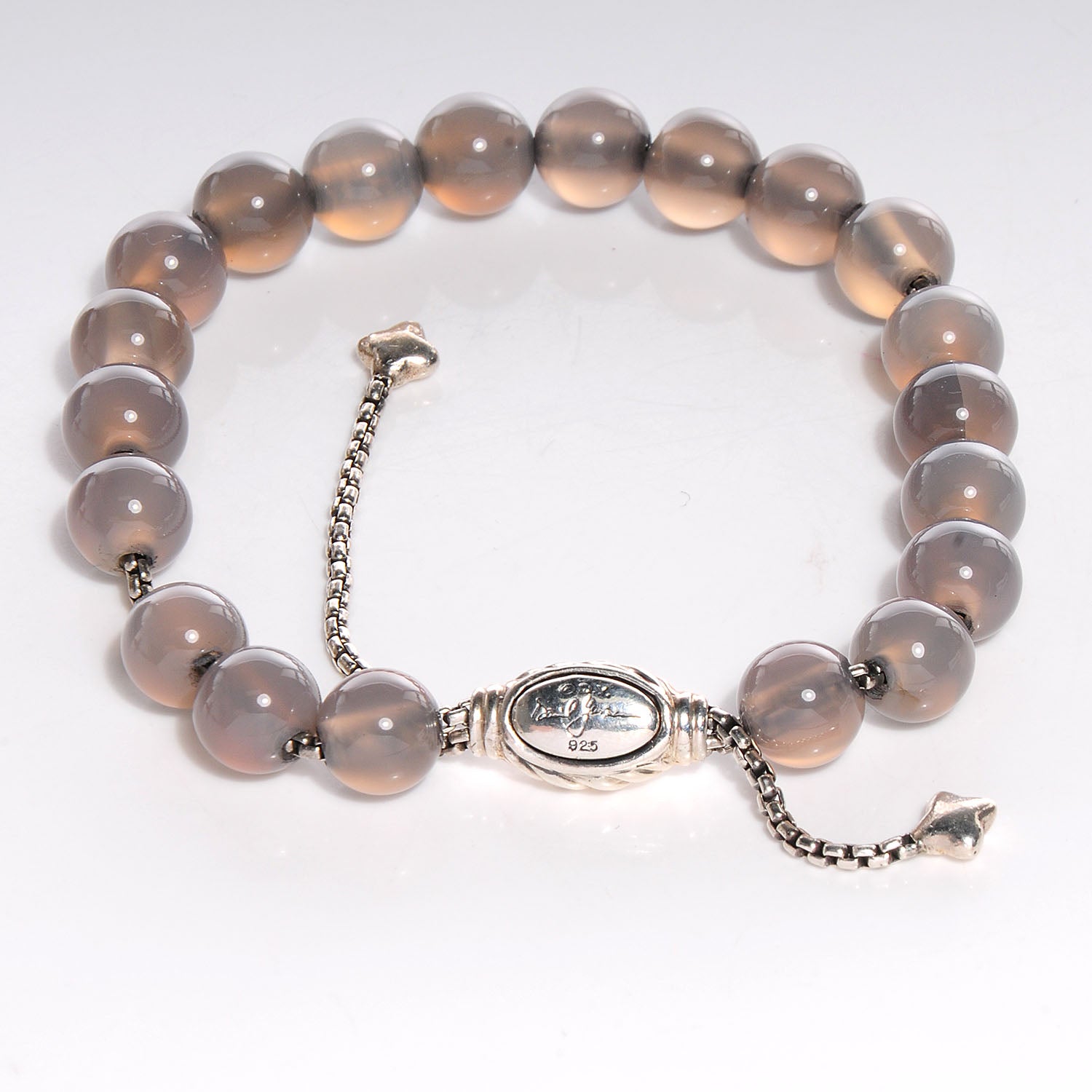 David Yurman Sterling Silver Moonstone Spiritual Beads 8mm Bracelet Grey 5 of 5