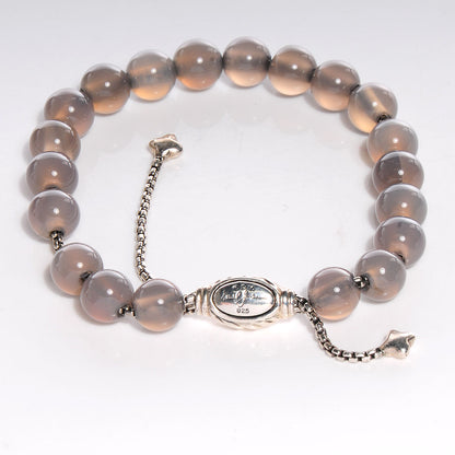 David Yurman Sterling Silver Moonstone Spiritual Beads 8mm Bracelet Grey 5 of 5