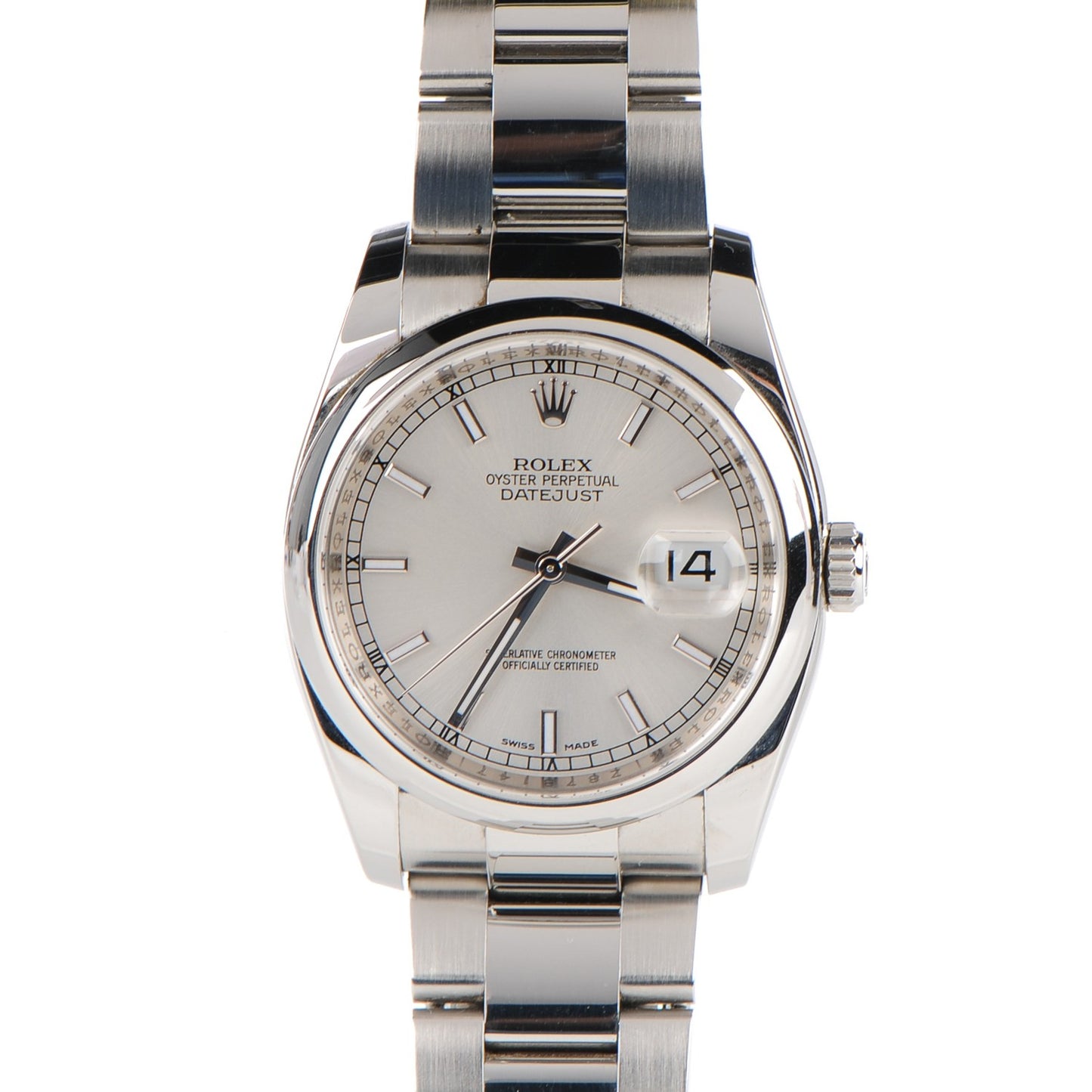 Stainless Steel 36mm Oyster Perpetual Datejust Watch Silver 116200