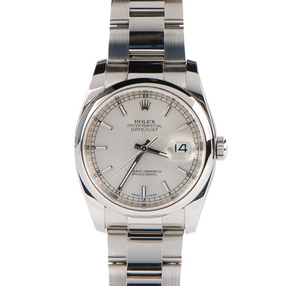 Rolex Stainless Steel 36mm Oyster Perpetual Datejust Watch Silver 116200 1 of 9