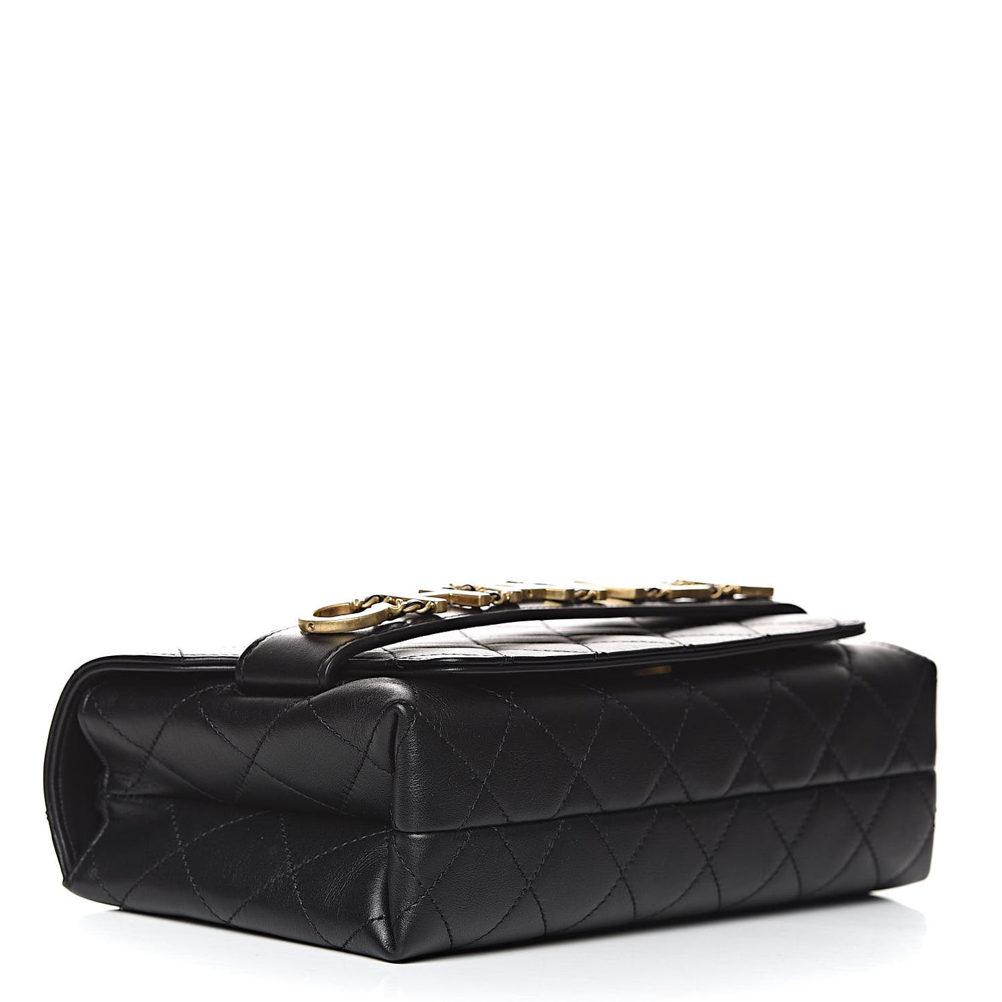 Calfskin Quilted Enchained Flap Black