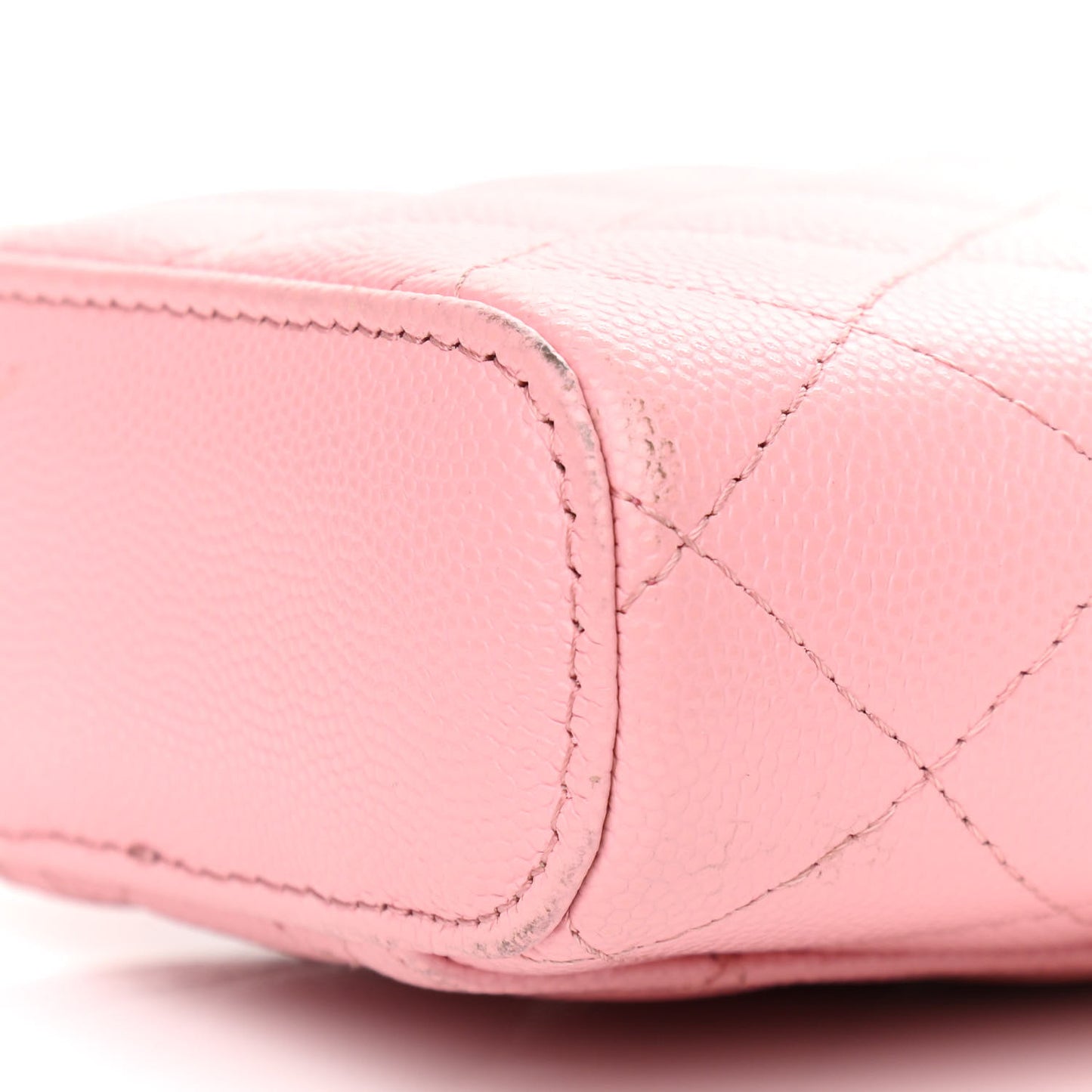 Caviar Quilted Phone Holder With Chain Pink