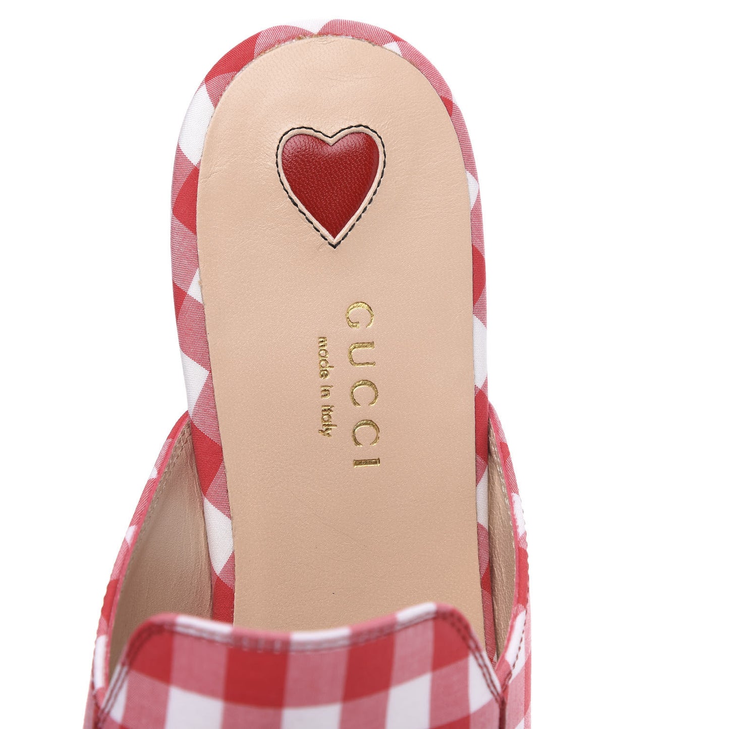 Cotton Gingham Womens Princetown Slippers 37.5 White Red