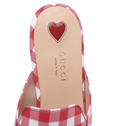 Gucci Cotton Gingham Womens Princetown Slippers 37.5 White Red 7 of 9