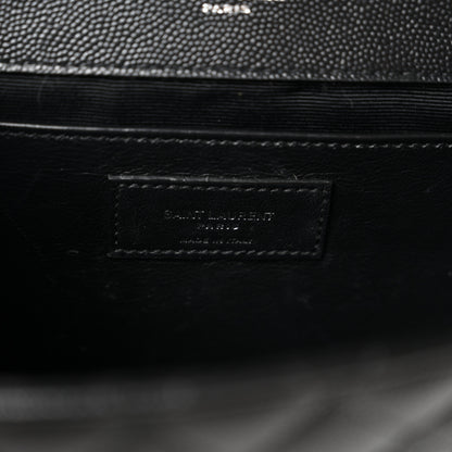 Saint Laurent Grain De Poudre Textured Mixed Matelasse Triquilt Medium Monogram Satchel Black 6 of 10