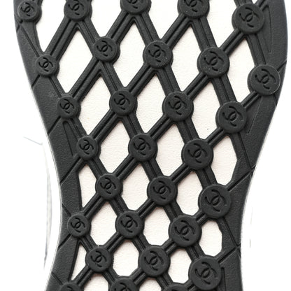 Chanel Calfskin Mesh Lycra Suede Womens Logo Sneakers 39 Black 8 of 9